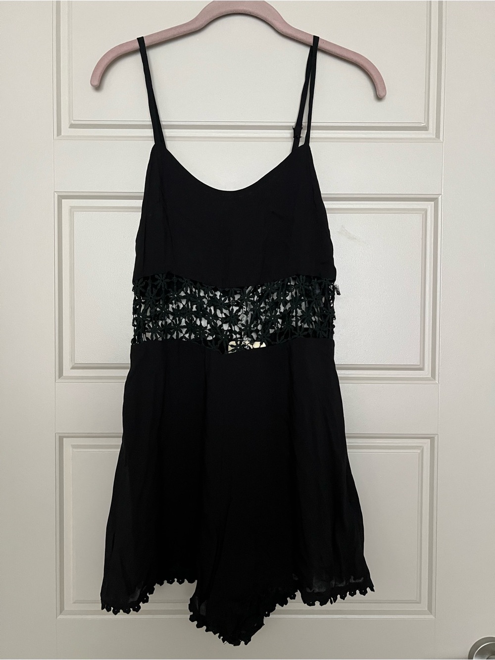 LF NWT Black Romper with Crochet Detail 8/Small Beach Vacation Summer